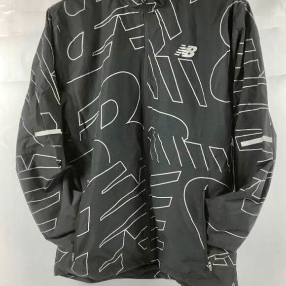 NEW BALANCE Mens Reflect Accelerate Jacket Top Black Sports Running Full Zip NEW - Picture 1 of 7